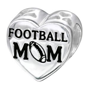Sterling Silver Football Mom Heart Charm